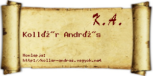 Kollár András névjegykártya